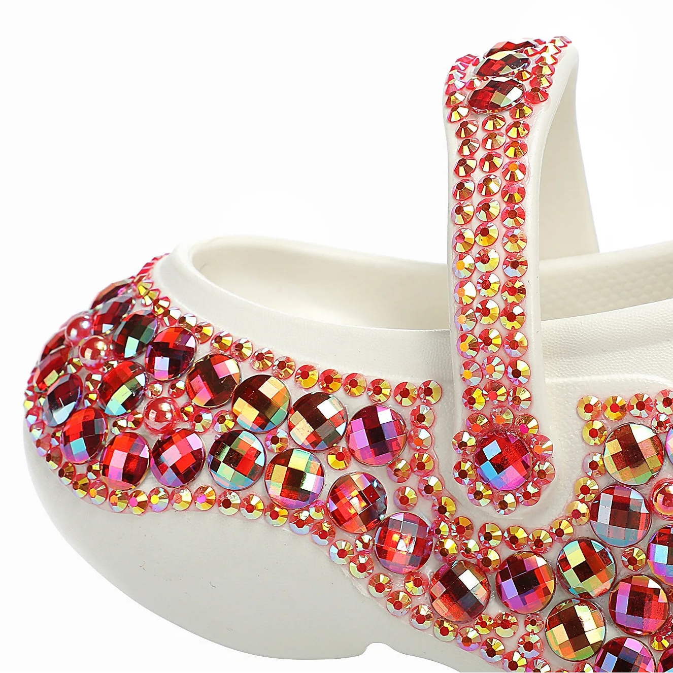 Sabot Paillettes Cristal Rouge Bochausson vue de cote