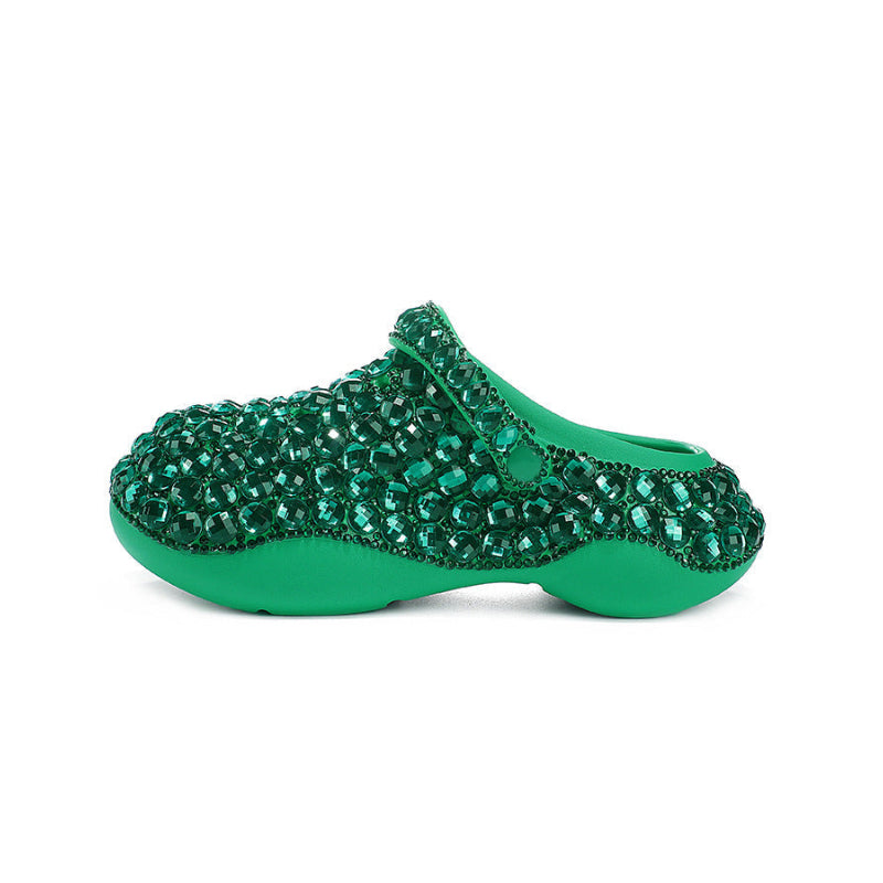 Sabot Paillettes Cristal Vert Bochausson vue de face