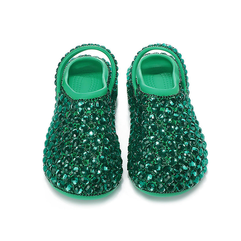 Sabot Paillettes Cristal Vert Bochausson vue de dessus