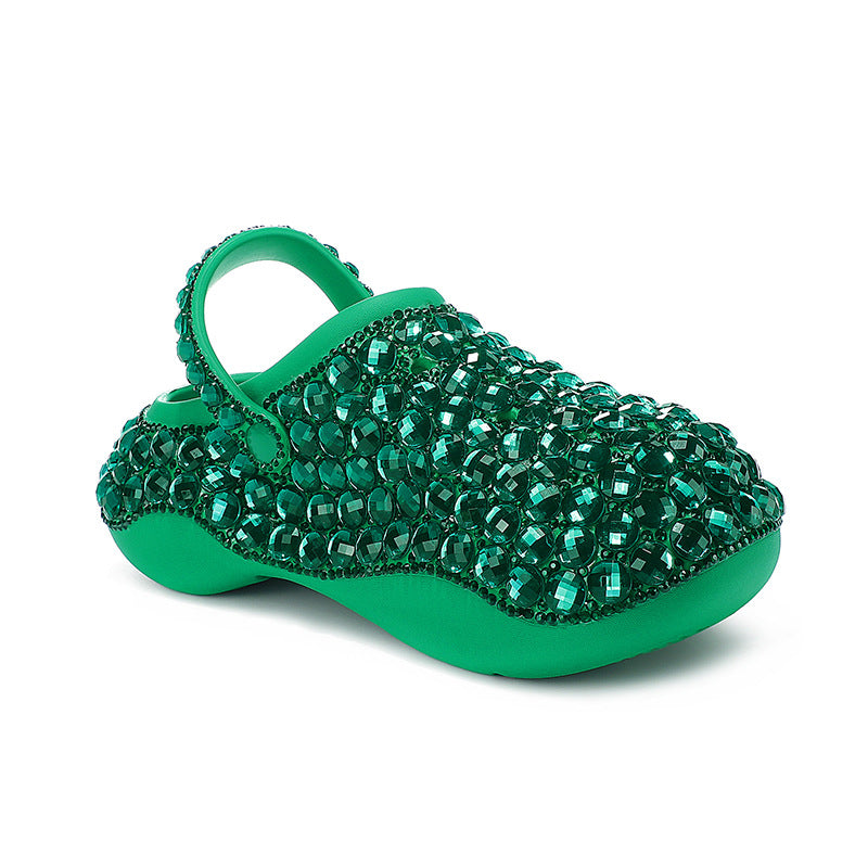 Sabot Paillettes Cristal Vert Bochausson vue portee