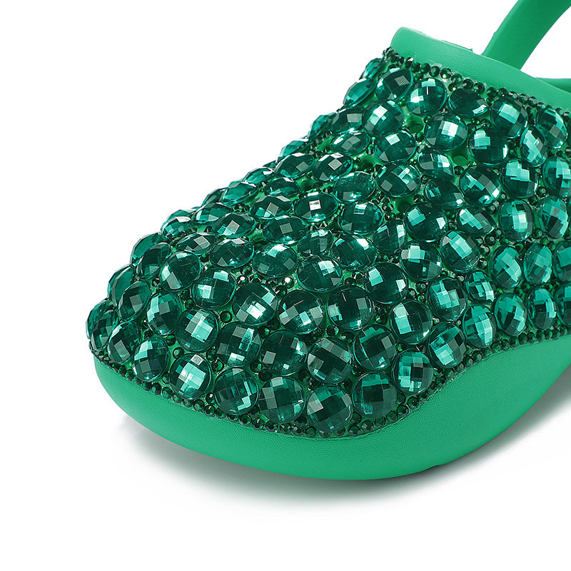 Sabot Paillettes Cristal Vert Bochausson vue arriere