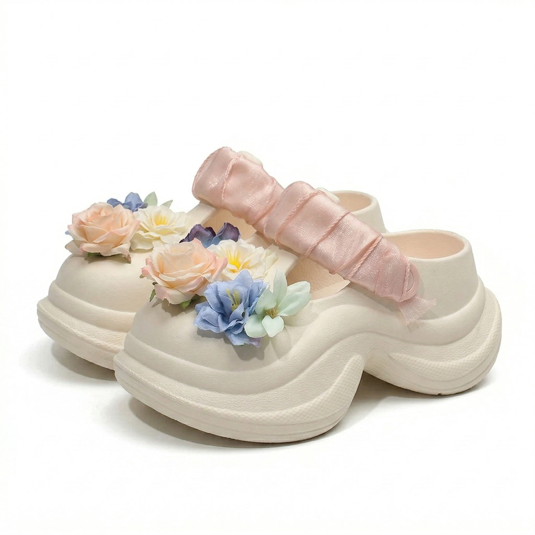 Sabots à Fleurs Romantiques Femme Bochausson vue de profil