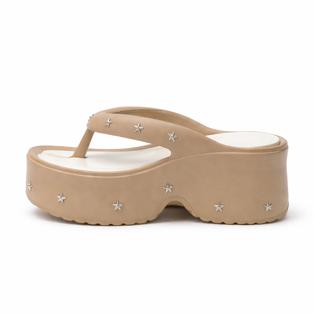 Tongs Plateforme avec Etoiles Bochausson vue de face