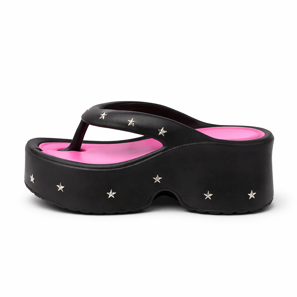 Tongs Plateforme avec Etoiles Bochausson vue de dessus
